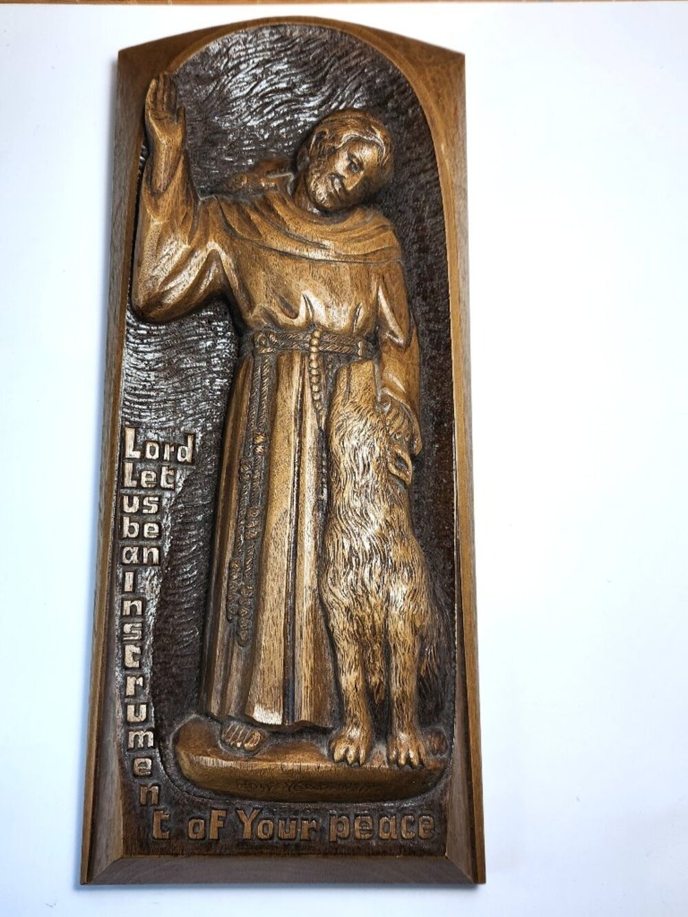 Karl Rothammer St Francis 1975 Holy Year Jubilee Relief Plaque Wolf of Gubbio